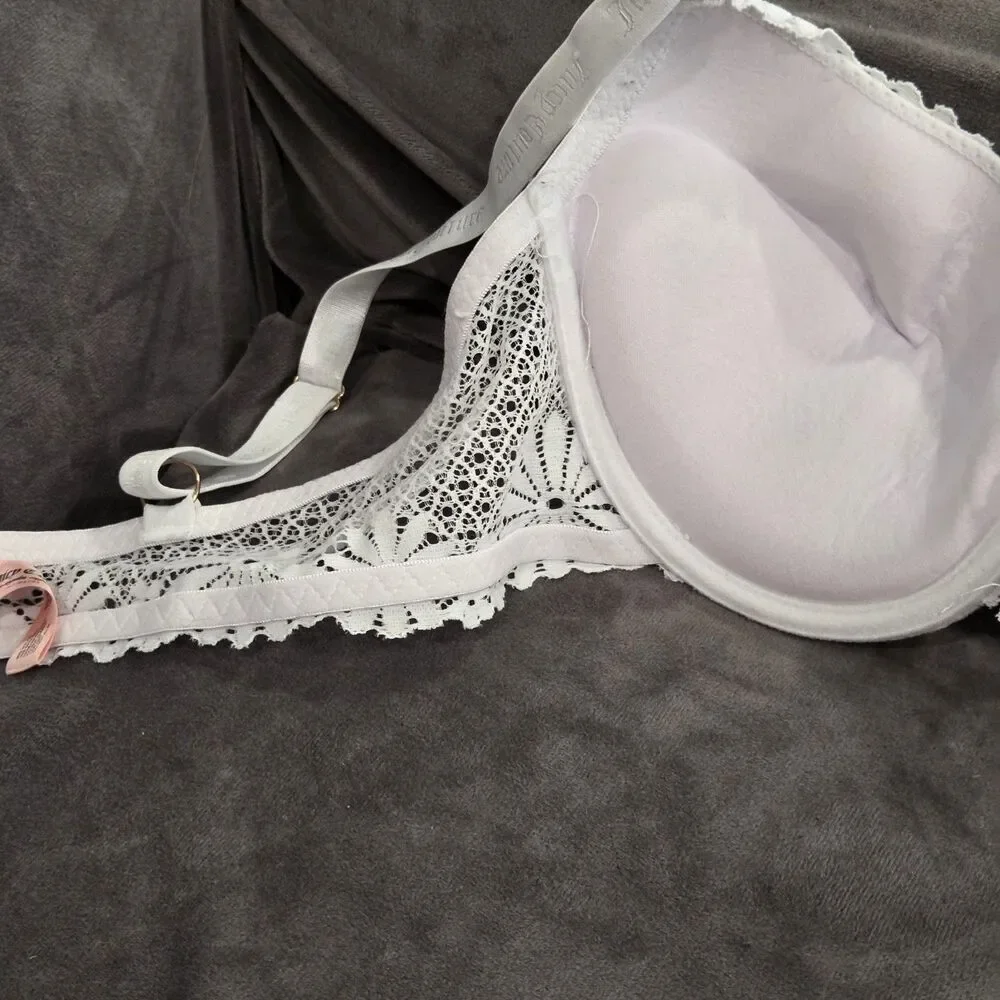 Juicy Couture Intimates White Lace Underwire Push Up Bra 34C Style 5250-70 Sexy